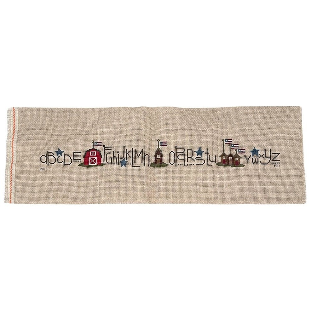 Cross Stitch Sampler Burlap Patriotic Row by Bent Creek Alphabet UNFRAMED